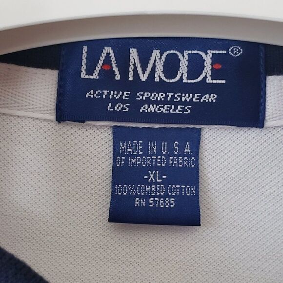 La Mode VTG Golf Polo Size XL Deadstock White Red Blue Collar Blue Mountain 2000 - Picture 5 of 7